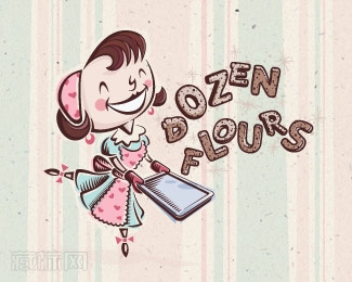 Dozen Flours面包店logo设计