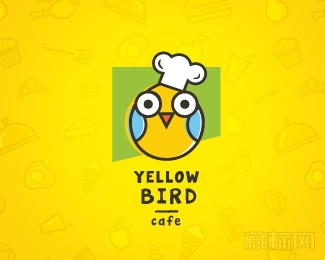 小黄鸟咖啡馆logo设计图片