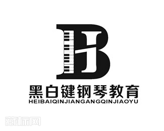 黑白键钢琴教育logo设计
